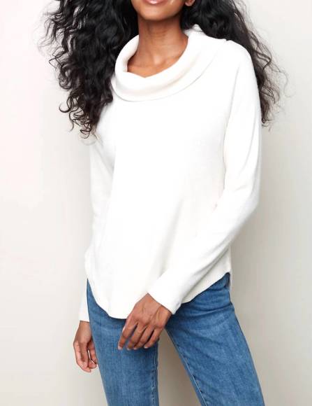 Charlie B White Sweater With Ribbed Detail main image 1